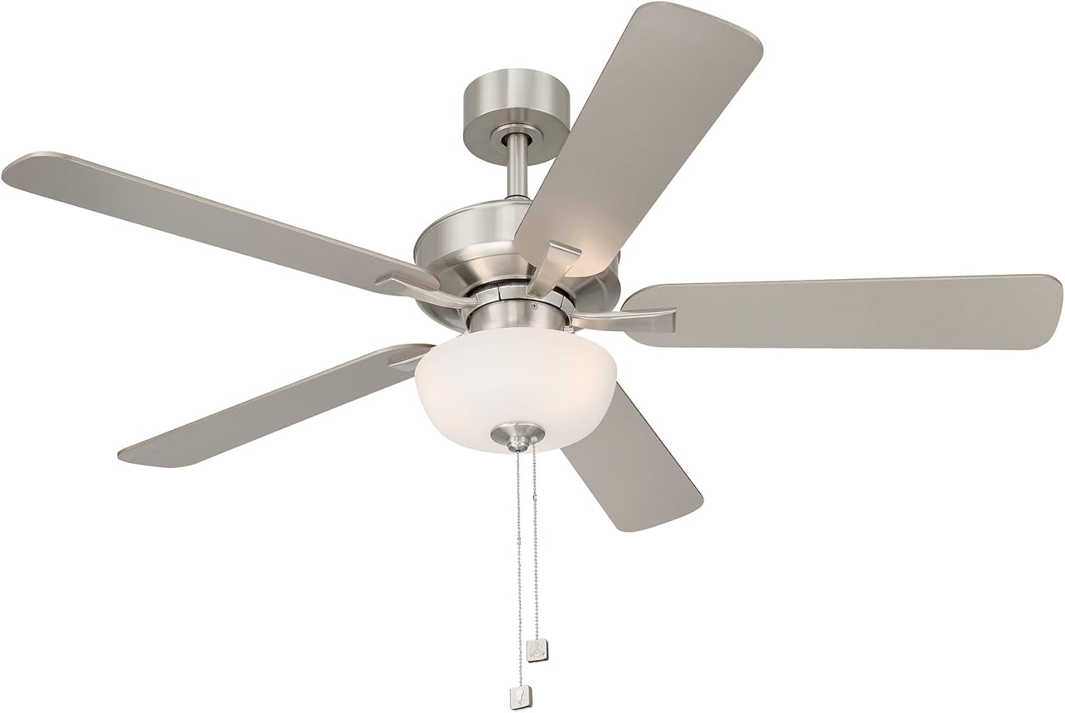 DESIGNERS FOUNTAIN Gallant II Ceiling Fan with Lights, 52 Inch LED 3000K Indoor Outdoor 5-Blades Fan, Pull Chain, Brushed Nickel, FP-GLT52B30A-BN