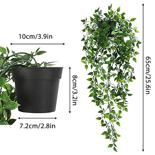 COCOBOO 2 Pack Artificial Hanging Plants Fake Potted Plants for Indoor