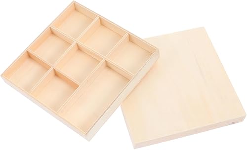 EXCEART Caja de bandeja de madera para compartimentos de manualidades, cajas divididas de madera, suculentas, maceta, caja de almacenamiento de