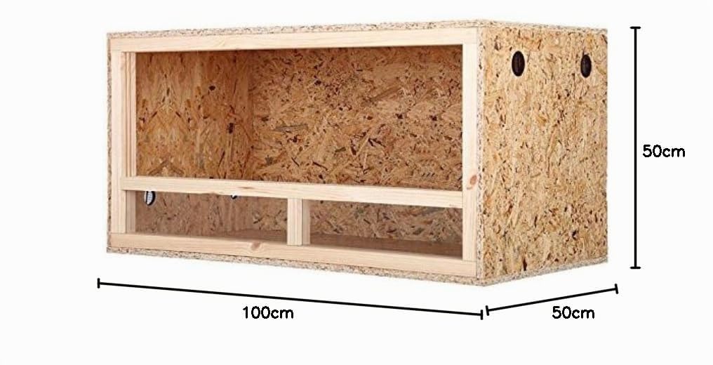 Repiterra Terrario para Reptiles y Anfibios de Madera OSB, Fácil de Montar, Vivarium con Ventilación en los Lados - 100x50x50cm