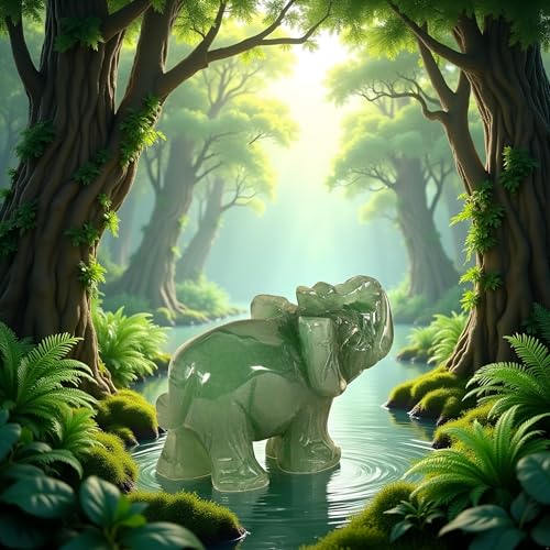 Estatua de Elefante Verde de Piedra de Jade miniatura 2