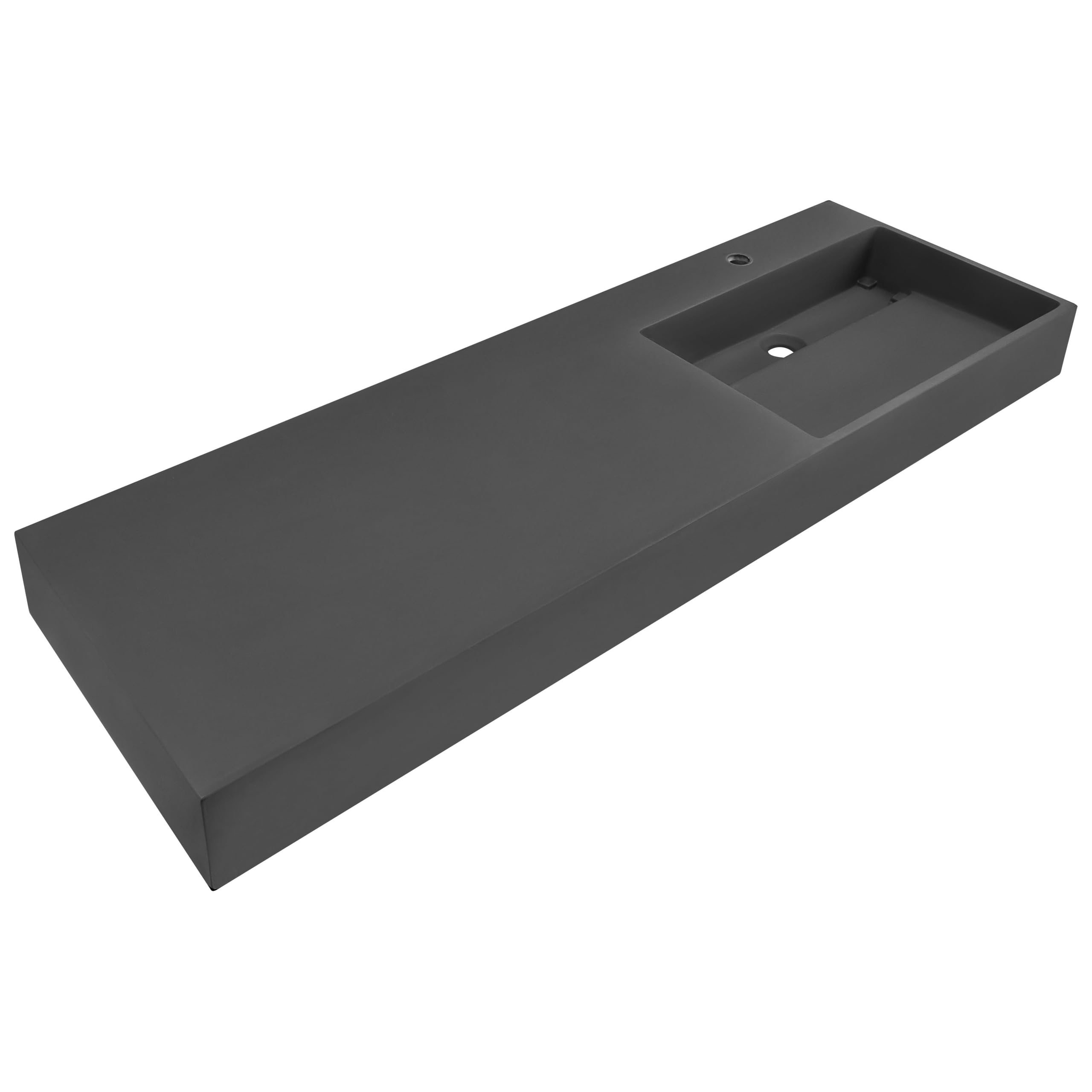 Lavabo suspendido de pared clásico rectangular fundición mineral acabado mate 150 x 48 cm negro Cusco