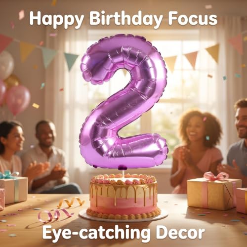 Image of YPSelected 32 Inch Large Foil Helium Number Balloon Birthday Wedding Party 0-9 (Pink, 2)
