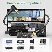 RAWAUX Subwoofer Kabel 12M 90 Grad Cinch auf Cinch Stereo Audio Kabel – Ansicht 3