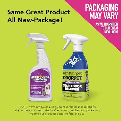 Image of OdorPet Pet Stain Remover and Odor Eliminator - 16 Oz Ready To Use Spray, Non Staining, Professional Strength, Lavender Scent by Alpha Tech Pet