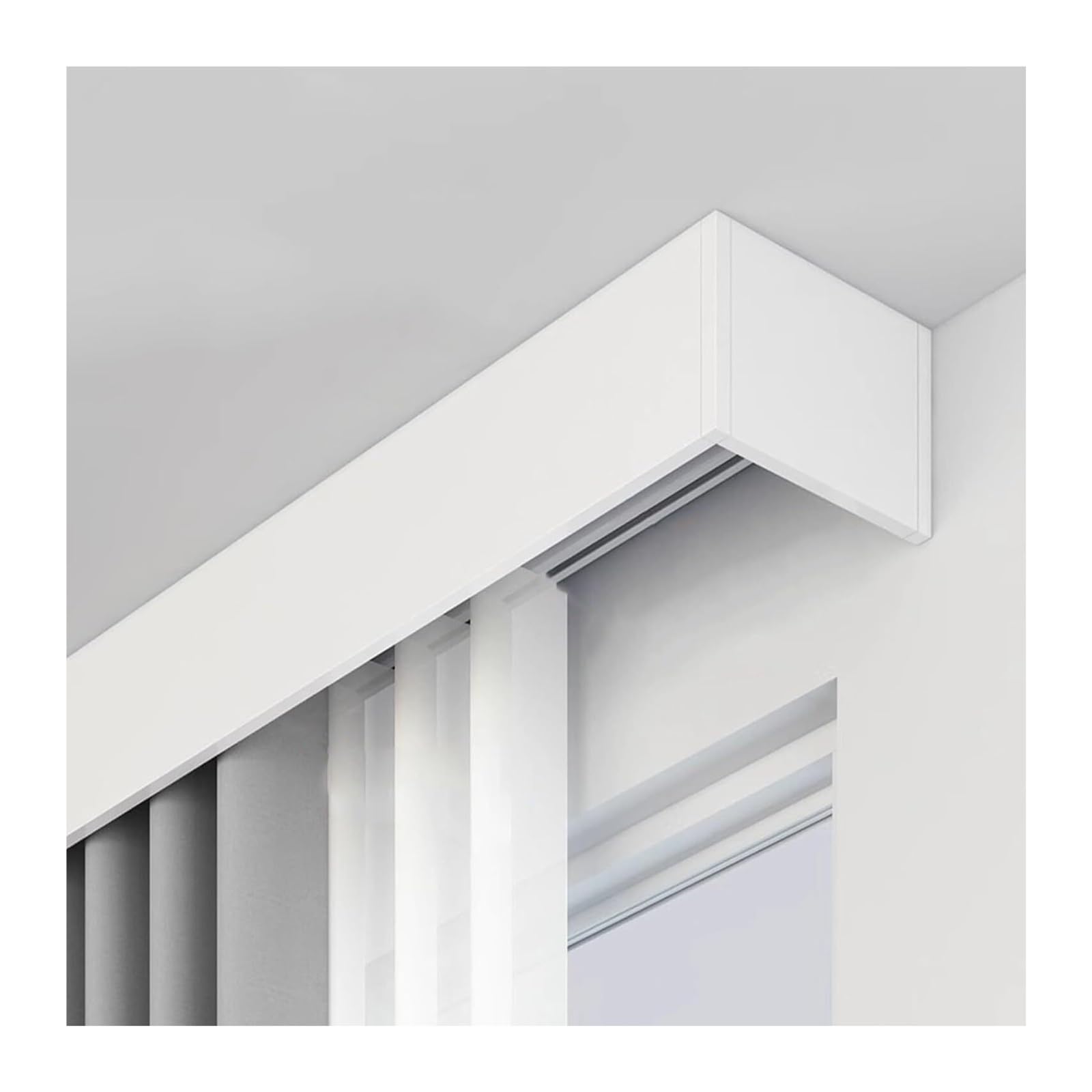Double Track Curtain, Double Curtain Rail With Valance, White Aluminum, Ceiling Wall Mount, Multiple Sizes(Ceiling Mount,2.6m (8.5ft))