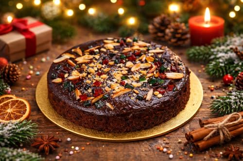 Image of MOM'S BAKERY Rich Rum Plum Cake 250g | Traditional Fruit & Nut Cake with Cashews, Almonds & Raisins | Soft, Moist & Freshly Baked | Soft & Moist Tea Cake | Made with Premium T45 Flour | Fresh Home Baked | No Egg, Vegetarian | Perfect for Tea Time & Snacking | Alcohol Mix