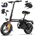 ZEFIORA Electric Bike, 250W Powerful Motor, 48V 15AH Removable Battery, 60 KM PAS Range, 14" Folding Ebike with Phone Holder & Lock, Electric Commuter Bicycle for Adults Teens