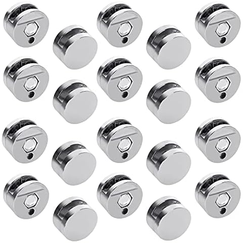 FVIEXE 20PCS Mirror Clip for Frameless Mirror, Mirror Mounting Clips Round, Mirror Holder Clips Zinc Alloy Fixed Fitting Clips, Mirrors Bracket Glass Clips for 3-5mm Thick Mirror Cover