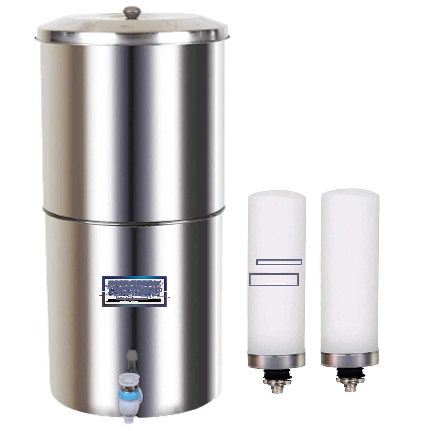 Parik Enterprises Stainlness Steel Non-electric Gravity Water Filter and Purifier With 25 Litre (12.5+12.5 Litre Combined) Storage, Includes 2 Ceramic Cartridges and Brass Tap (Steel Gravity)-image-8