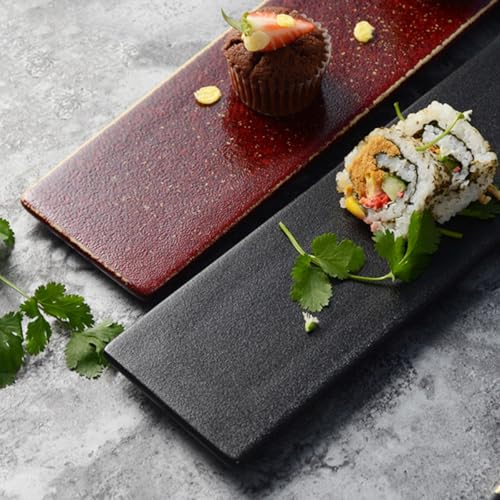 Plato de sushi rectangular de cerámica negro miniatura 4