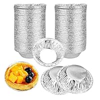 TANCUDER 250 Stück Eierkuchenform Egg Tart Form Einweg Aluminiumfolie Tassen Rund Egg Tart Dosen Form Einweg Egg Tart Mold Aluminium Muffinformen Cupcake Förmchen für Kuchen, Gebäck, Pudding