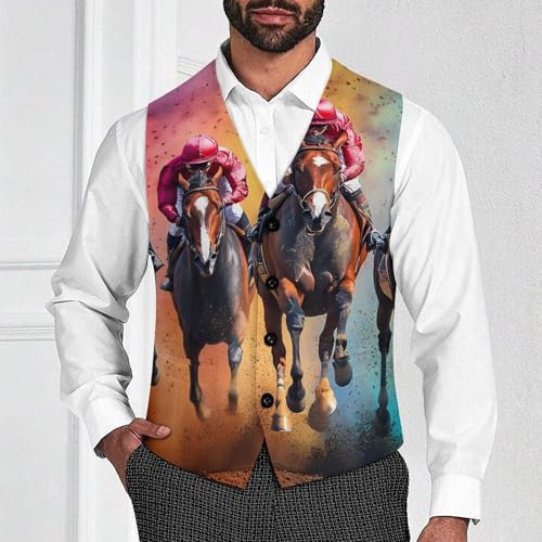 Jockeys Racing Horse Game Suit Vest for Men Slim Fit Sleeveless Jacket V Neck Business Waistcoat Button Up Dressy Top4