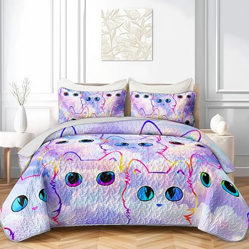 Axolotl Purple Cat Quilt 78