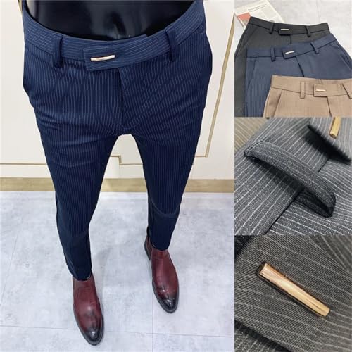 Generic Men's Suit Pants Business Stretch Slim Fit Dress Pants Solid Color Casual Pants3
