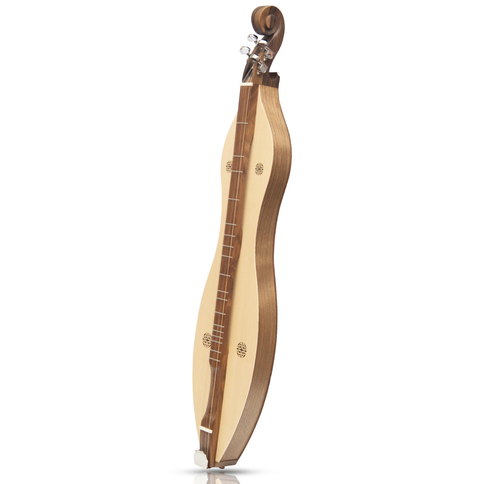 4-saitige Berg Dulcimer Knotwork Scroll Walnuss mit Nickel-Finish Hardware