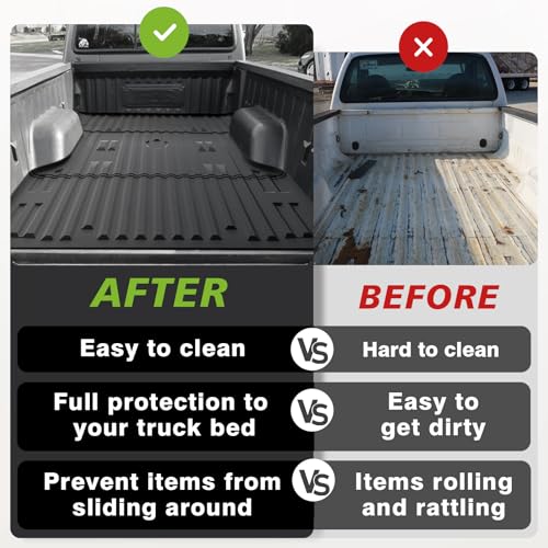 Image of TripleAliners Truck Mat Compatible with 1999-2016 Ford Super Duty F250 /F350 /F450 6.8FT Accessories, Truck Bed Mat Heavy Duty Custom Fit All Weather Protection TPE Pickup Liner