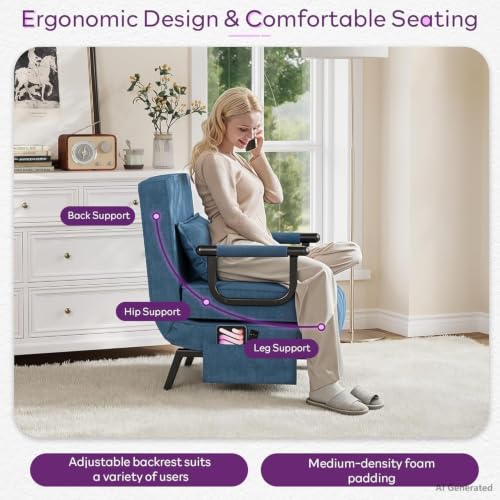 Image of TYBOATLE Sleep Chair, Folding Sleeper Chairs for Adults (Azure Blue)
