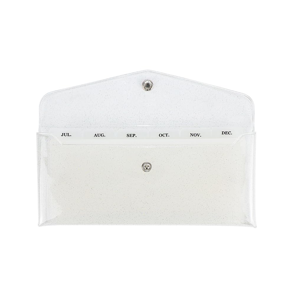 Cash Envelope Wallet with 6pcs Divider with Pockets and 2pcs Tab Stickers Set Reusable Budget Envelopes Clear Glitter PVC Money Bag Pouch Organizer