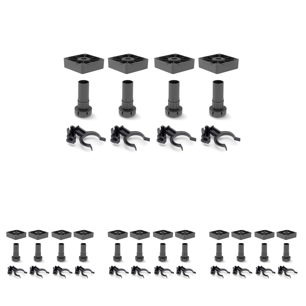 Pies de plástico negro para zócalos de cocina, juego de 4 patas cuadradas de 100mm