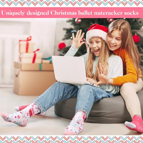 Jadive 16 Set Christmas Socks Nutcracker Women's Novelty Socks Xmas Tree Dance Ornaments for Christmas Decor Women's Gift4
