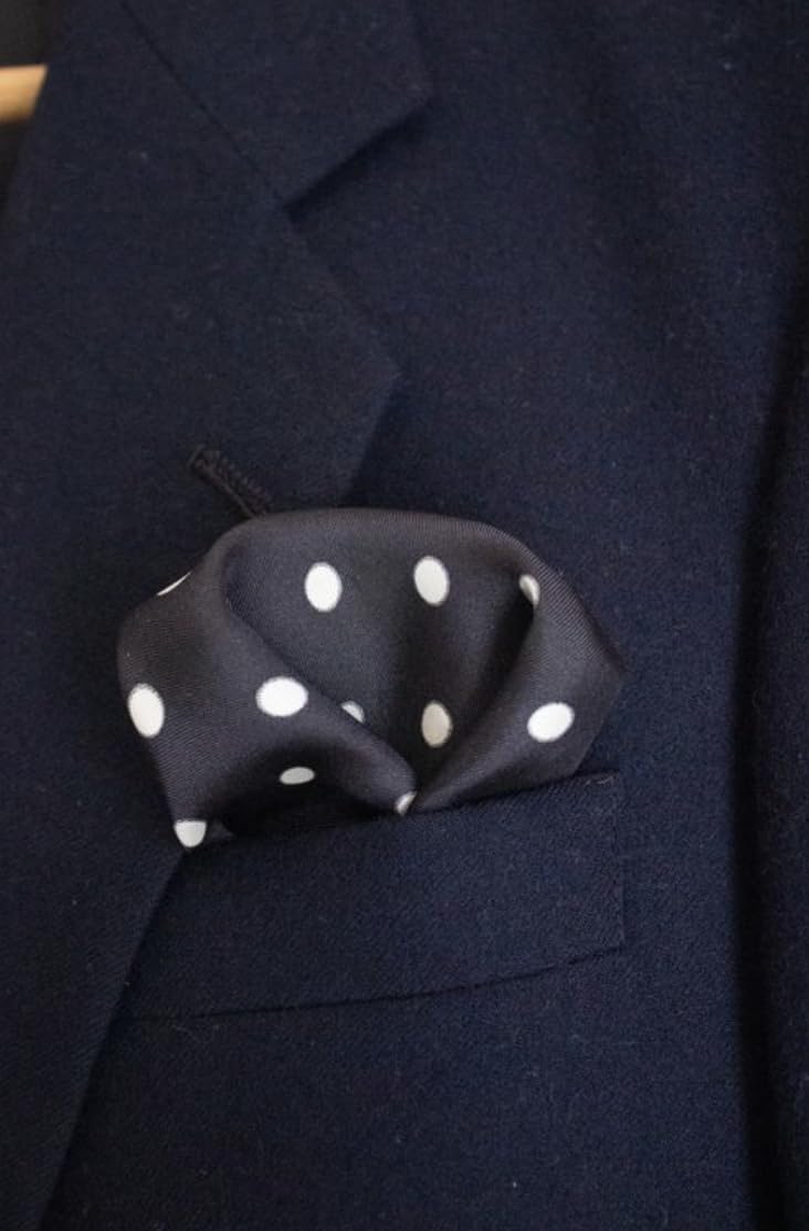 Royal Silk Black Polka Dot Silk Pocket Square 100% Silk - Full-Sized 16
