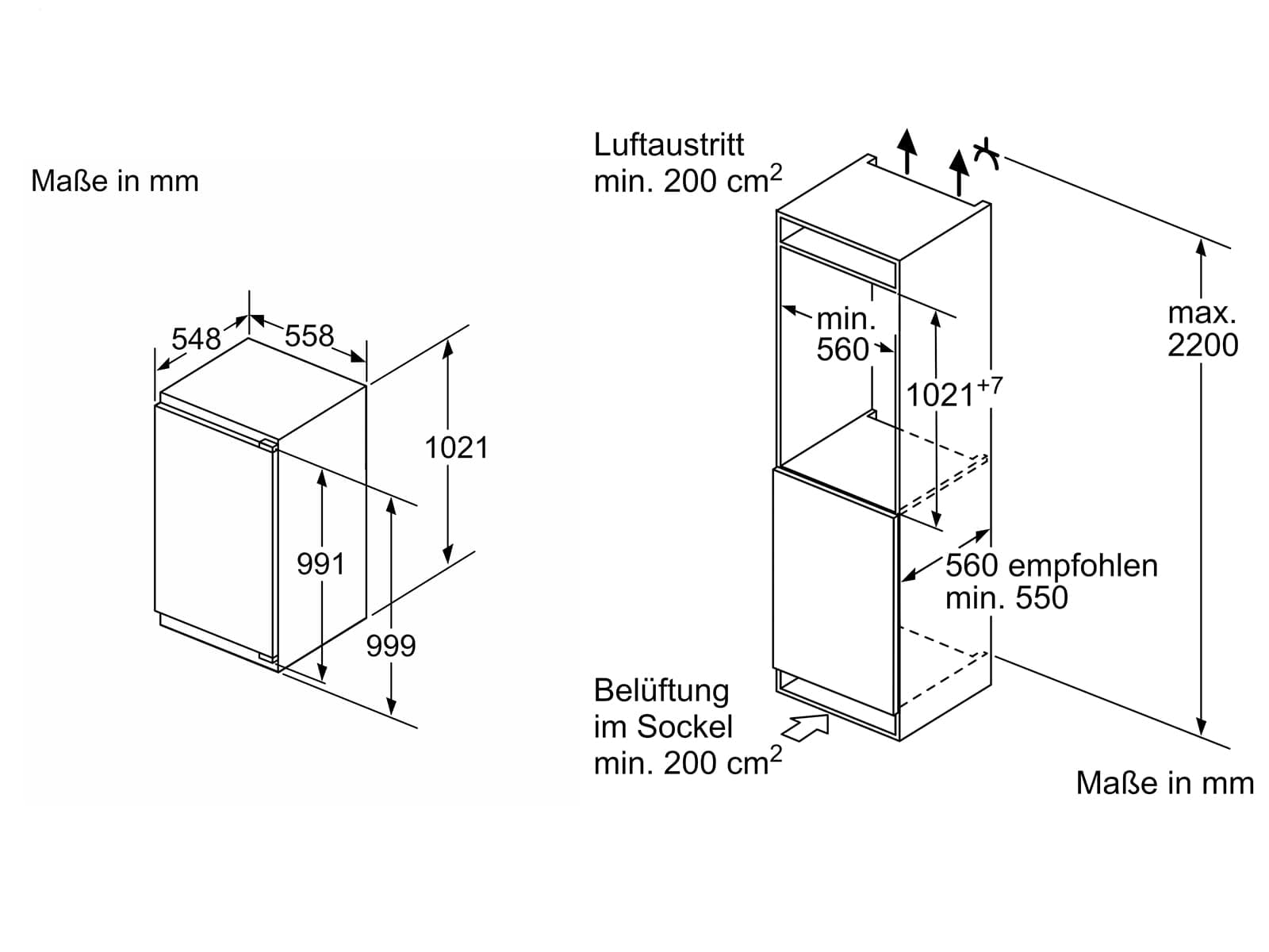 Bosch KIL32ADD1 seria 6 lodówka do zabudowy z zamrażarką, wnęka 102,5 x 56 cm, chłodzenie 132 l i zamrażanie 15 l, VitaFresh XXL, bardzo stabilne wkładki drzwiowe, Eco Airflow, oświetlenie LED
