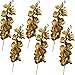 HANTURE Lot de 6 tiges d'orchidées phalaenopsis artificielles en plastique doré 76,2 cm 9 têtes d'orchidées Branches de fausses fleurs phalaenopsis pour mariage, fête, décoration d'intérieur