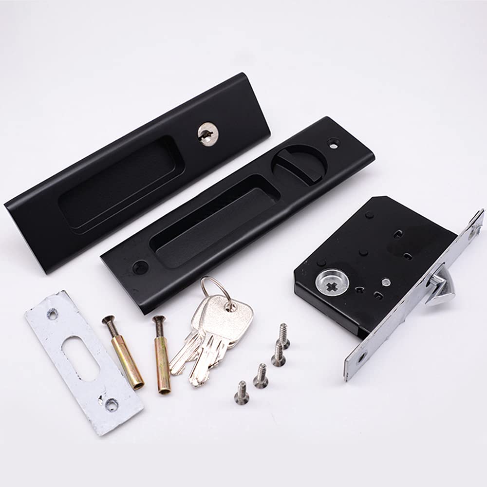 Cerradura de puerta de bolsillo de privacidad de 6.3 pulgadas, manija de cerradura de puerta invisible con llaves, manija de puerta empotrada para cerradura de puerta corredera de bolsillo,