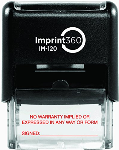 AS-IMP1059,NO WARRANTY IMPLIED OR EXPRESSED IN ANY WAY OR FORM W/Signature Line, Heavy Duty Commerical Quality Self-Inking Rubber Stamp, Red Ink, Laser Engraved for Clean, Precise Imprints image 3