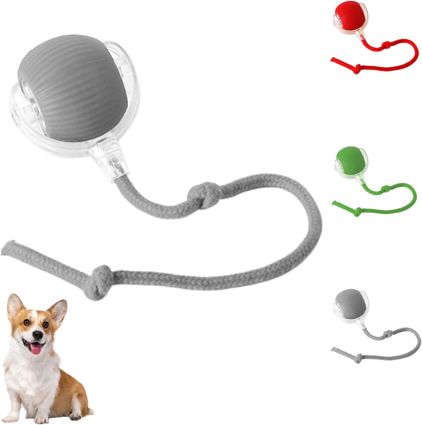 DestinyPJ Electric Dog Ball Toy, Self-Rolling Interactive Pet Ball for Dogs & Cats, 360° Automatic Self-Moving on All Surfaces (Red) (grey)