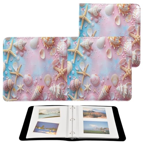 Álbum de Fotos Autoadhesivo DIY Scrapbook Álbum Colorido Playa Estrellas de Mar Conchas Encuadernador de 3 Anillos Libro de Fotos 40 Páginas 8x10 para Memorias miniatura 2