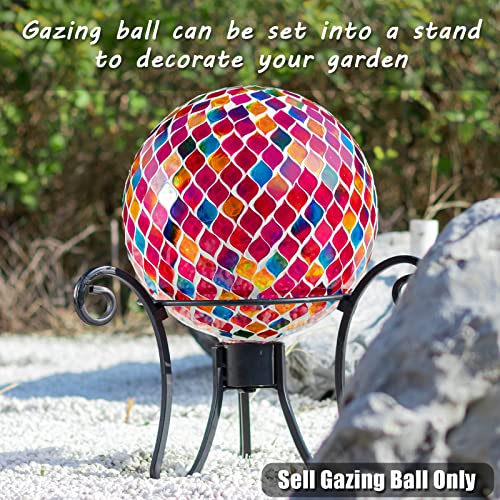 Vcuteka Gazing Ball, Glass Mosaic Gazing Balls Sphere For Garden Lawn Outdoor Ornament Yard Decorative, 10-Inch, Red #TOP2