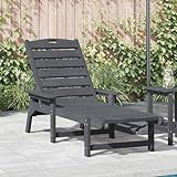 Runheo Sonnenliege Hellgrau 195.5 x 53 x 98.5 cm HDPE, Verstellbare Rückenlehne, Robuste Outdoor Gartenliege, Langlebige Terrassenliege, Wetterfeste Poolliege für Außenbereiche