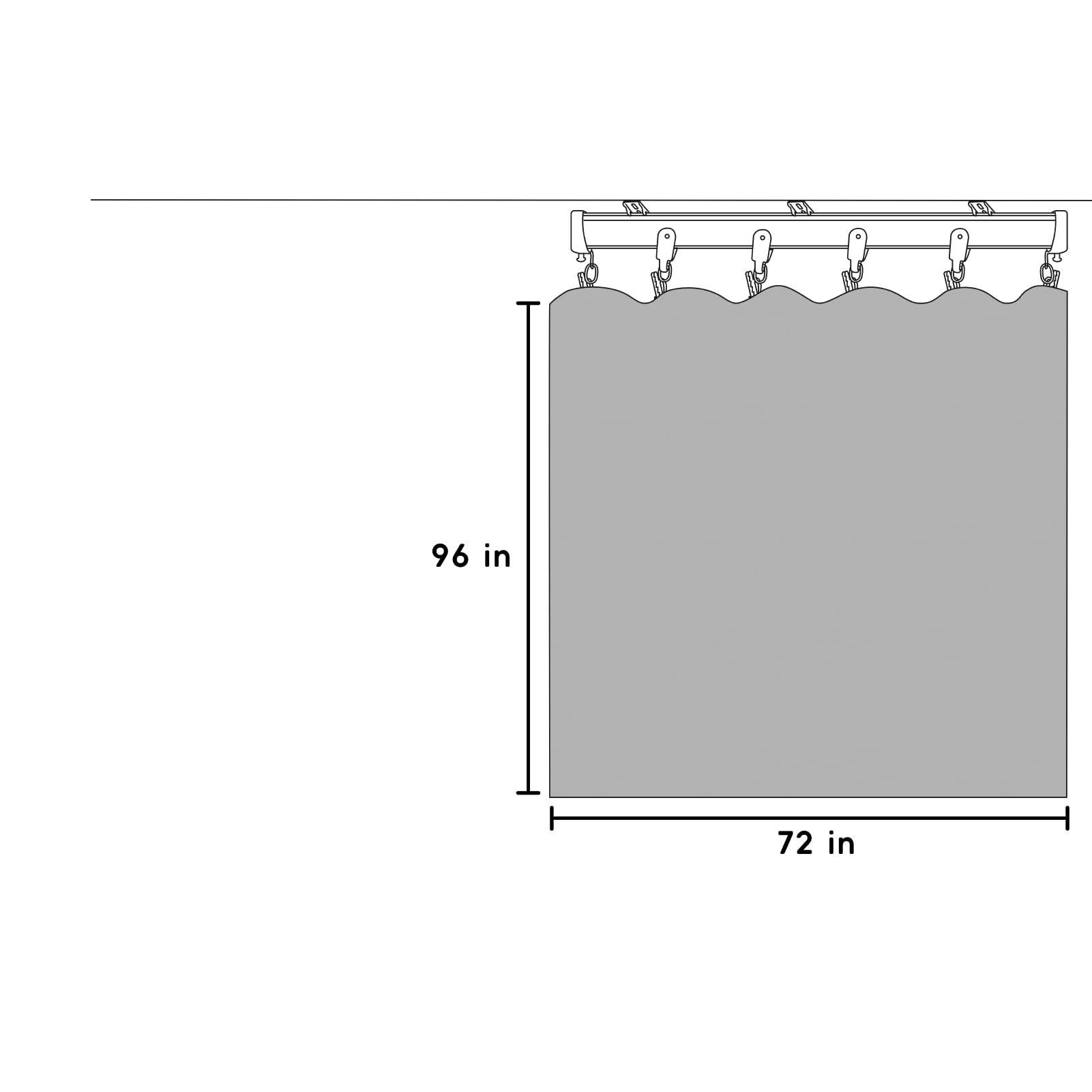 Cortinas opacas divisoras de habitación, cortinas de techo, juego de rieles flexibles, cortinas de ventana para sala de estar, 1 panel, cortina beige y juego de rieles negros (72 pulgadas de ancho x