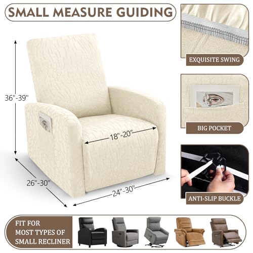 Image of ZNSAYOTX 100% Waterproof Recliner Chair Covers, 3-Piece Stretch Fit Recliner Slipcovers with Buckle & Elastic Band for Lazy Boy, Stay in Place, Soft Plaid Jacquard Protector (Small, Beige)