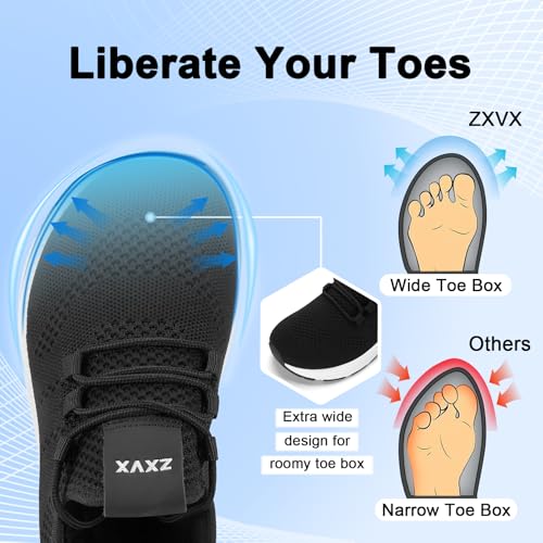 Image of Wide Toe Box Shoes Women Non-Slip Wide Width Sneakers Ultra Light Extra Wide Road Running Shoes for Women Breathable Tennis Walking Gym Workout Trainer 6-12