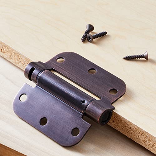 Amazon Basics Self-Closing Door Hinge, 3.5 Inch X 3.5 Inch, 1 Piece, Oil Rubbed Bronze #TOP4