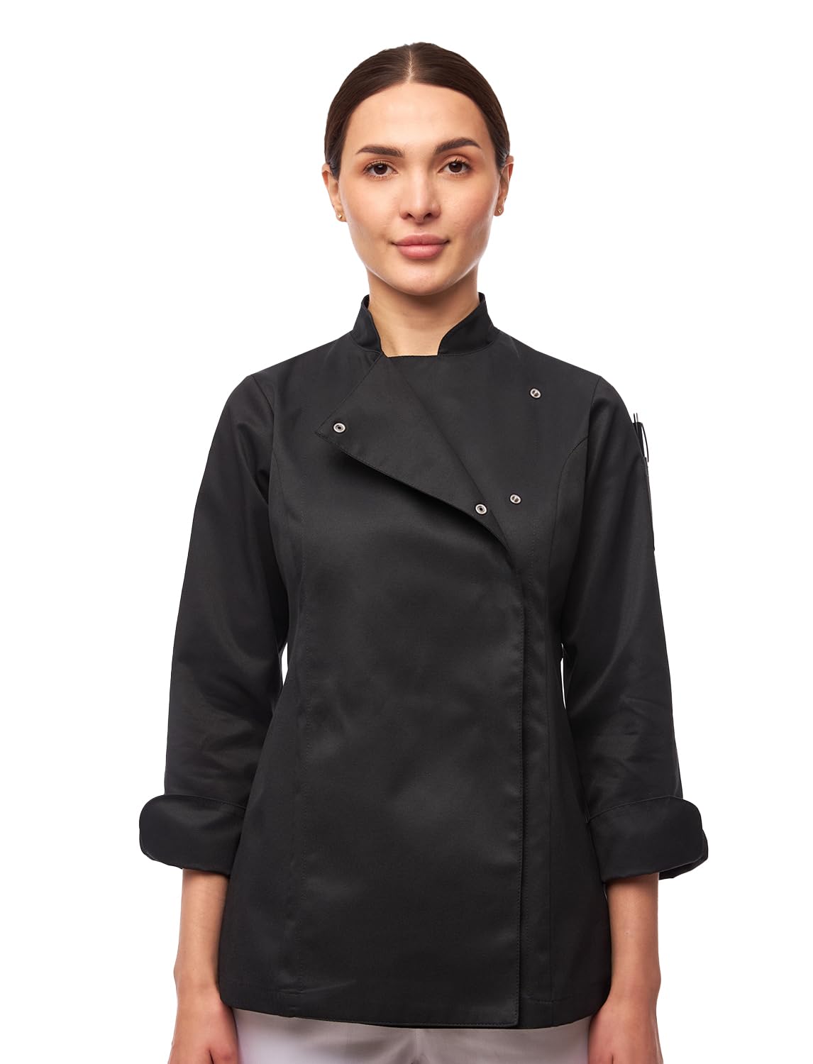 strongAnt Damen Kochjacke Langarm inkl. Kugelknöpfe aus easyClean Baumwolle. Kochuniform, Bäckerjacke -. Farbe: Schwarz, Grau, Weiß