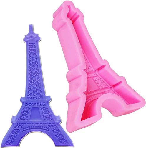 Welink 2 moldes de silicona con forma de torre Eiffel fondant manualidades pastel caramelo chocolate azúcar hielo pastelería para hornear molde