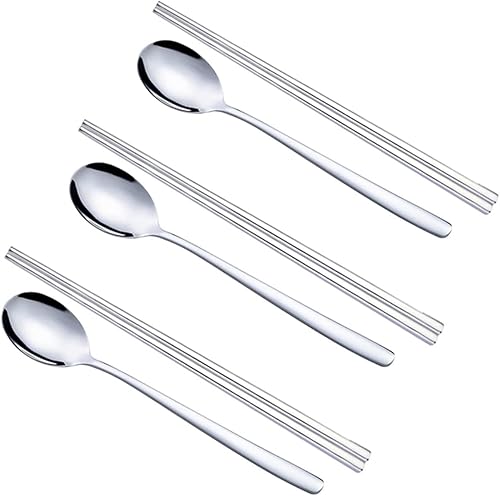 Juego de 3 pares de palillos arcoíris y 3 cucharas de arco iris, palillos y cucharas de acero inoxidable perfecto para el hogar y la cocina disponible en Yaxa Colombia