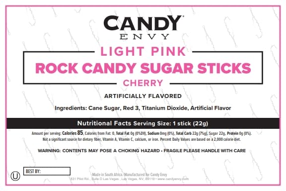 Miniatura 7 de Palitos de azúcar rosa claro con sabor a cereza, 12 recuerdos de fiesta rosados envueltos individualmente