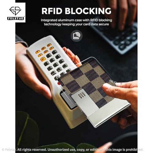 Image of Customised /Personlised Name Engraved Stainless Steel Metal Unisex RFID Blocking Business Visiting Wallet Card Holder for Men & Women /Gift Your Loved Once on Any Occasion (Brown Check)