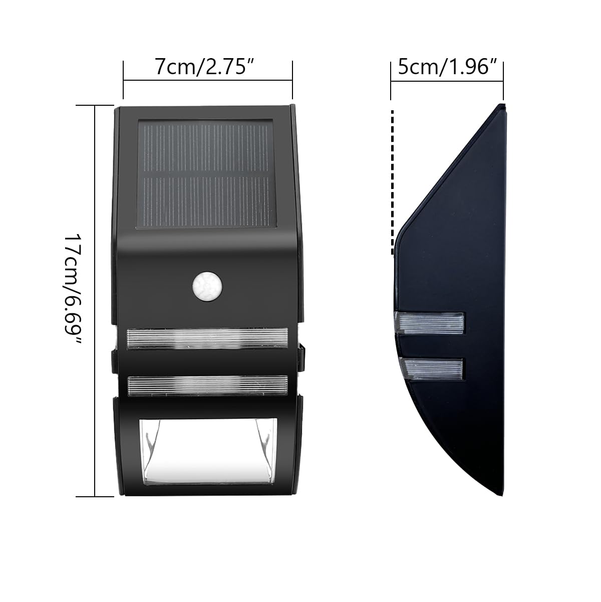 KZT 4 Stück Solarlampen für Außen mit Bewegungsmelder 3000K Warmweiß Solar Wandleuchte Aussen IP65 Wasserdichte Solar Zaunleuchten Aussenleuchte für Garten Weg Hof Gehweg