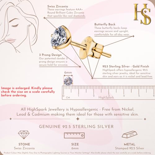 Image of HIGHSPARK 925 Silver inchSparkling Martini inch Solitaire Earrings | 92.5 Sterling Silver and Diamond like Brilliance Sparkling Zirconia | Lovely Gift