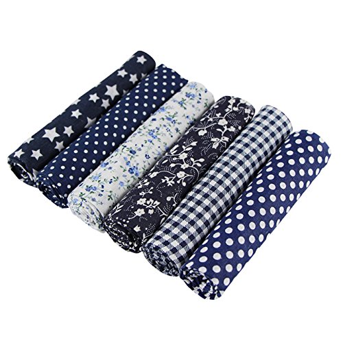 UOOOM 6 Stueck 50 x 50cm Stoffpakete Patchwork Stoffe Baumwolle tuch DIY Handgefertigte Nähen Quilten Stoff Baumwollgewebe Verschiedene Designs (Navyblue)