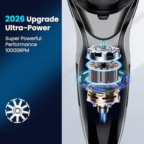 Image of Phisco Electric Razor for Men Cordless: Upgraded Rechargeable IPX7 Waterproof Shaver, Perfect for Men with Sensitive Skin and Travelers, Wet /Dry Shaving and Shower Use, Pop-Up Trimmer