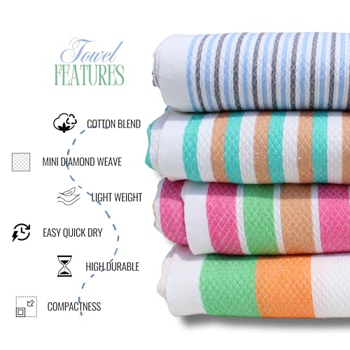 Image of Bathing Towel|Cotton Bath Towels for Men|Cotton Towels for Women|Light Weight Travel Friendly Quick Dry Good Absorbent Tauliya|Kerala thorthu|Bath Towel Set Pack of 4 for Family