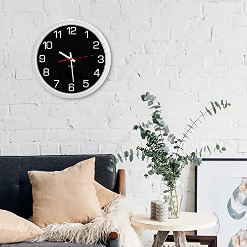 12 Inch Analog Wall Clock, Silent Non-Ticking Quartz Large Wall Clocks With Night Led Time Diplay,Battery Operated Decorative Wall Clock For Office, Kitchen, Living Room (White) #TOP1