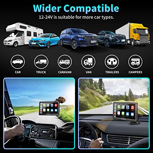 Sanptent Wireless Portable Car Stereo 7 Inch Full Hd Touchscreen With Apple Carplay & Android Auto, Bluetooth Car Audio Receiver With Mirror Link, Gps, Rear Camera, Siri/Usb/Aux , Easy Installation #TOP2